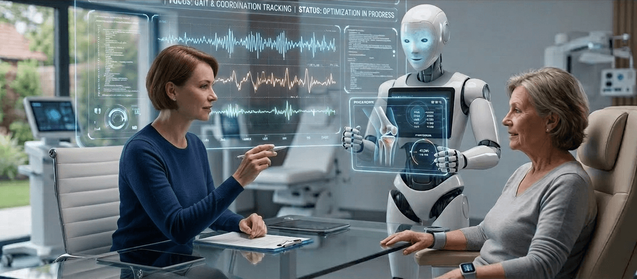 AI robot assisting healthcare professionals with patient